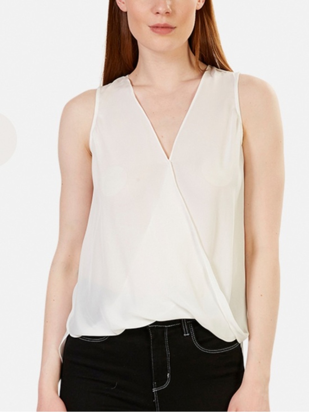 L'AGENCE Mika draped Ivory V-Neck Sleeveless Camisole Tank Silk size medium